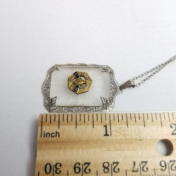 Vintage P&H Sterling Silver P&H Fraternity Sorority Pendant Necklace, Art Deco - Picture 5 of 7